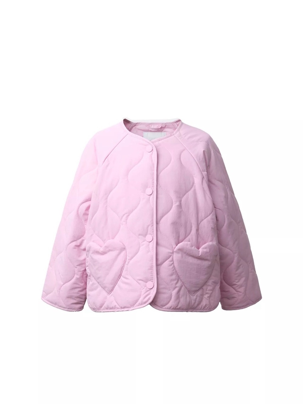 NWT ZARA Kids Pink Heart Pocket Quilted Puffer Jacket